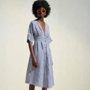 Zara Linen Blend Striped Dress
